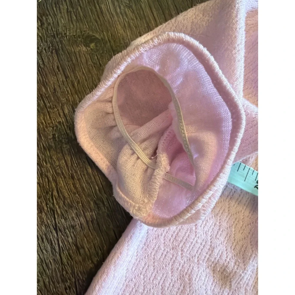 Vintage Pink Pointelle Baby Footed Sleeper Embroidered Cottage Lace Trim Pink 3m
